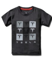 Детская футболка с клетчатым рисунком Tesla черная